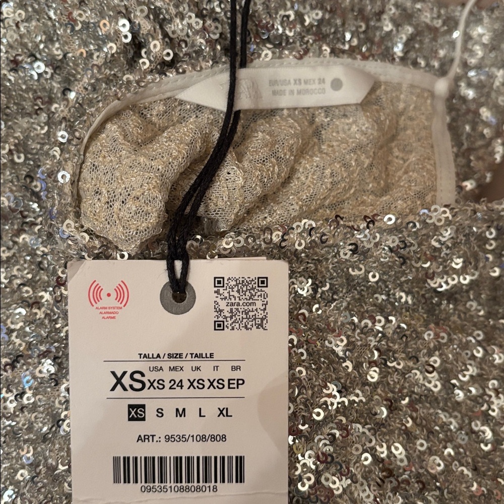 Zara long sequin silver v-neck midi dress sz.XS - Picture 13 of 13